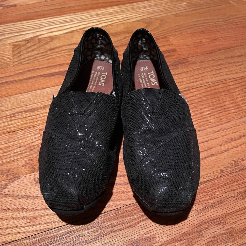 TOMS sparkle black slide on